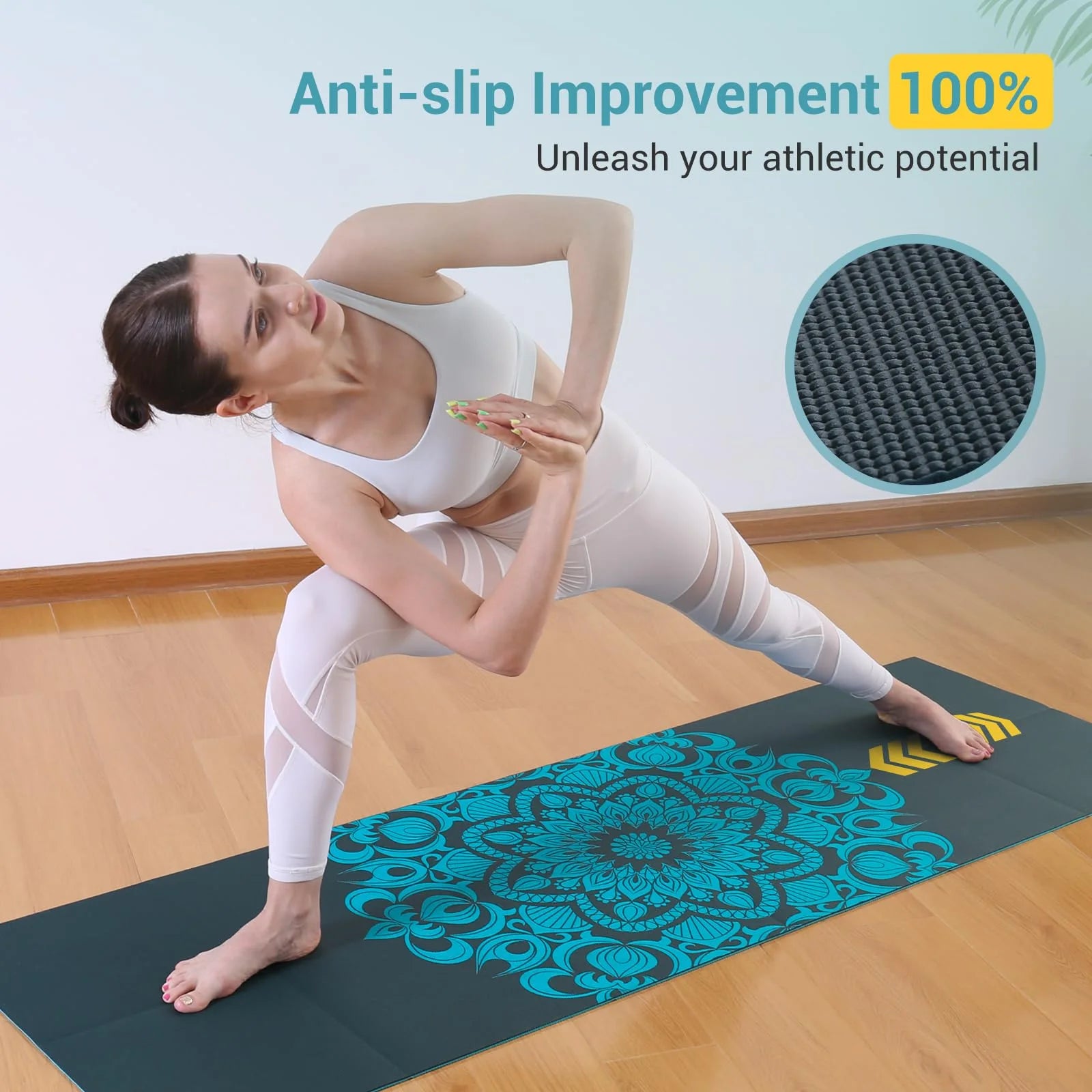 Yoga Mat, Foldable 72" X 32" X 0.24''Double Sided Non-Slip Mat with Bag, Thick Yoga Mat for Workout Fitness Pilates Stretching